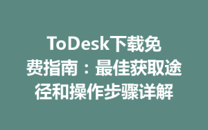 ToDesk下载免费指南：最佳获取途径和操作步骤详解-ToDesk