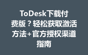 ToDesk下载付费版？轻松获取激活方法+官方授权渠道指南-ToDesk
