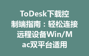 ToDesk下载控制端指南：轻松连接远程设备Win/Mac双平台适用-ToDesk