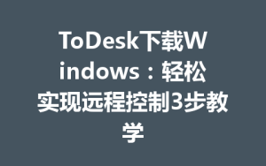 ToDesk下载Windows：轻松实现远程控制3步教学-ToDesk