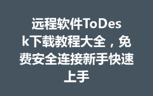 远程软件ToDesk下载教程大全，免费安全连接新手快速上手-ToDesk