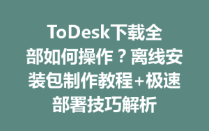ToDesk下载全部如何操作？离线安装包制作教程+极速部署技巧解析-ToDesk