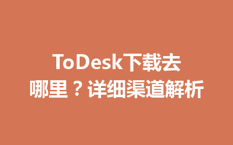 ToDesk下载去哪里?详细渠道解析 一